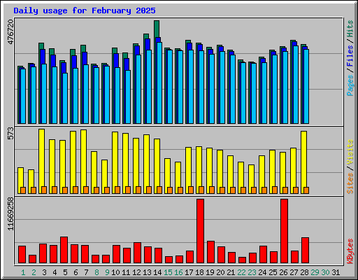 Daily usage for February 2025